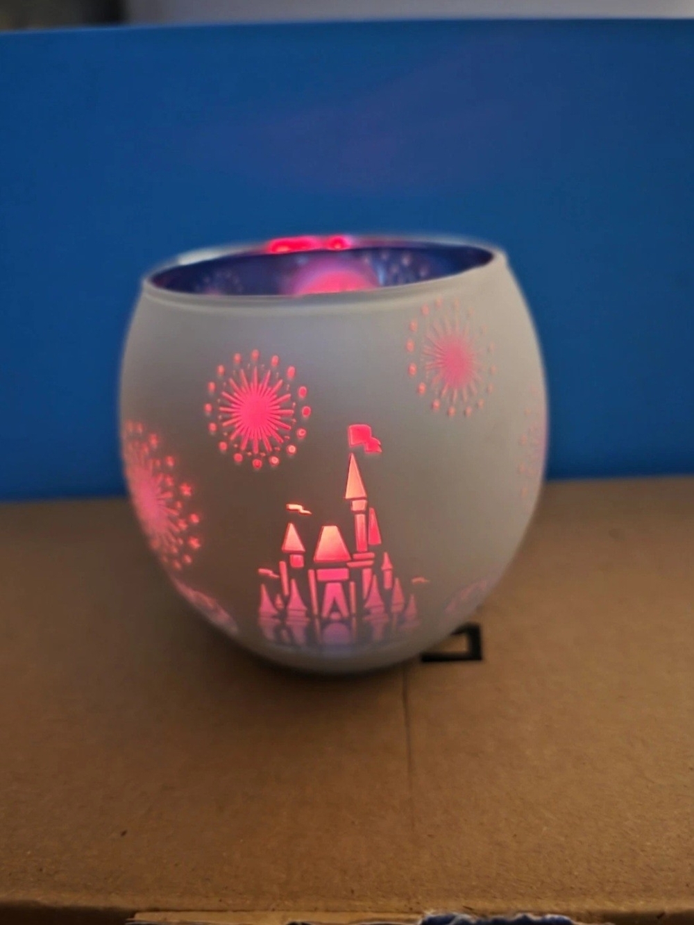 Disney Parks/ Cinderella Castle Blue And White See Through Votive Holder.